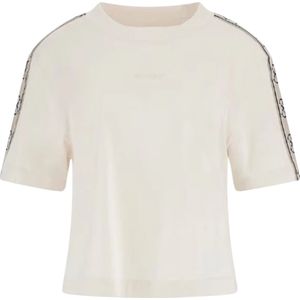 Guess, Tops, Dames, Beige, L, Katoen, Britney Crop Tee Katoenen T-shirt