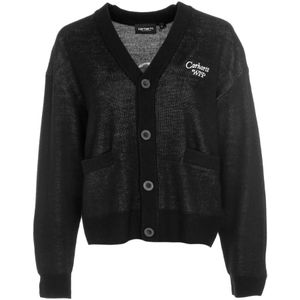 Carhartt Wip, Truien, Heren, Zwart, XS, Geborduurde cardigan met jacquarddetails