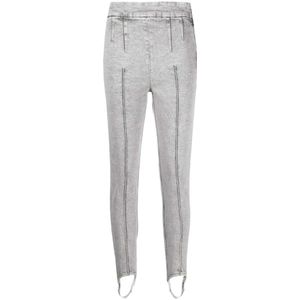Isabel Marant, Broeken, Dames, Grijs, M, Denim, Stonewashed Stirrup-Cuff Skinny Jeans