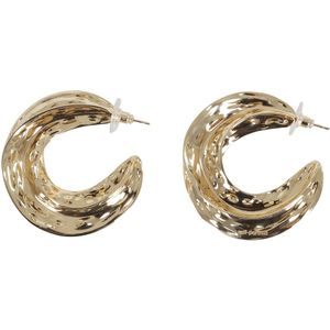 Self Portrait, Accessoires, Dames, Grijs, ONE Size, Gouden Sculpted Hoop Oorbellen