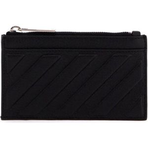 Off White, Accessoires, Dames, Zwart, ONE Size, Leer, Diag leren kaarthouder
