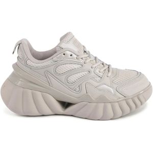 Tommy Hilfiger, Schoenen, Dames, Beige, 39 EU, Leer, Beige Leren Blend Sneaker