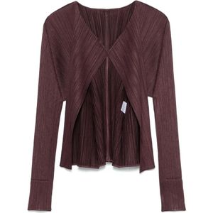Issey Miyake, Blouses & Shirts, Dames, Bruin, 2Xl, Stijlvol Gebreid Vest