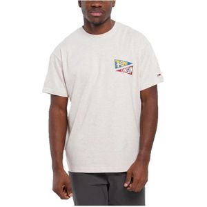 Tommy Hilfiger, Tops, Heren, Wit, L, Katoen, Flag Tiger Graphic Katoenen T-shirt