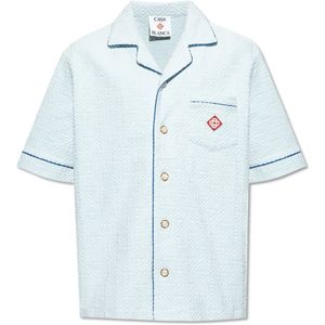 Casablanca, Overhemden, Heren, Blauw, S, Katoen, Monogram Towelling Short Sleeve Shirt