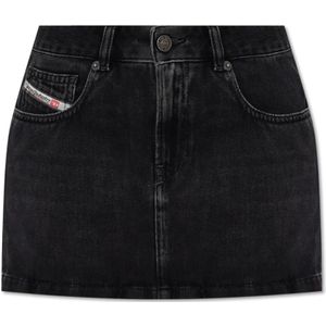 Diesel, Rokken, Dames, Zwart, W27, Katoen, De-Ron Rok