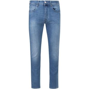 Incotex, Jeans, Heren, Blauw, W44, Suède, Blauwe Jeans met Suède Achterzak