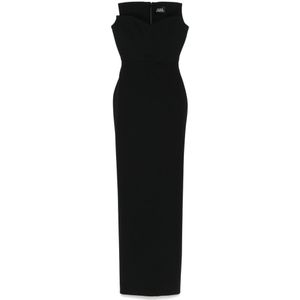 Solace London, Kleedjes, Dames, Zwart, S, Zwarte Strapless Jurk met Achtersplit