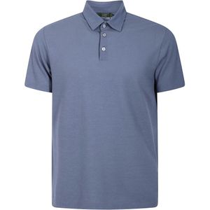 Zanone, Tops, Heren, Blauw, XL, Denim, Moderne Denim Polo Shirt