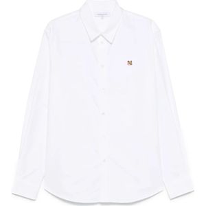 Maison Kitsuné, Overhemden, Heren, Wit, XL, Katoen, Wit overhemd met knopen klassieke stijl