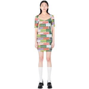 Kenzo, Kleedjes, Dames, Veelkleurig, M, Metropolitan Graphic Midi Jurk