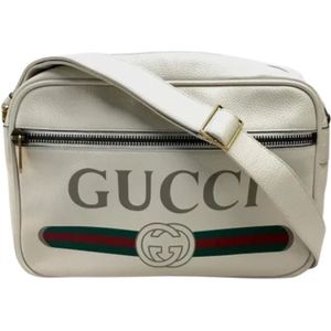 Gucci Vintage, Pre-owned, Dames, Wit, ONE Size, Pre-owned Leather gucci-bags