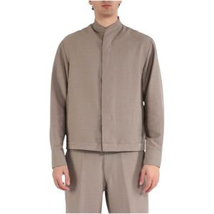 Costumein, Jassen, Heren, Grijs, M, Coreana Overshirt met Verborgen Voorknoppen