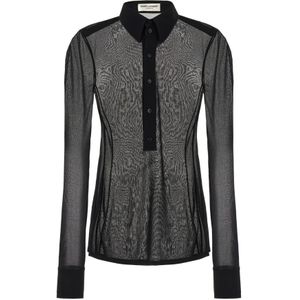 Saint Laurent, Blouses & Shirts, Dames, Zwart, L, Viscose Overhemd
