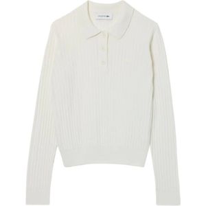 Lacoste, Truien, Dames, Wit, XS, Katoen, Organische Katoen en Wol Regular Fit Pullover