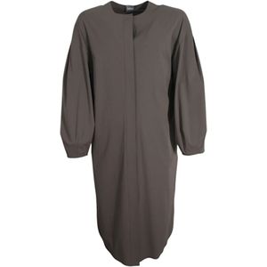 Max Mara, Kleedjes, Dames, Grijs, L, Katoen, Lange katoenen jurk met lange mouwen