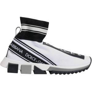 Dolce & Gabbana, Schoenen, Dames, Veelkleurig, 38 EU, Polyester, Geribbelde zool Slip-On Sok Sneakers