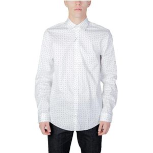 Calvin Klein, Overhemden, Heren, Wit, XL, Katoen, Katoenen overhemd met lange mouwen Herfst/Winter collectie