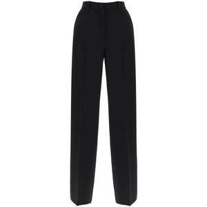 Dolce & Gabbana, Broeken, Dames, Zwart, M, Wol, Wide Broeken