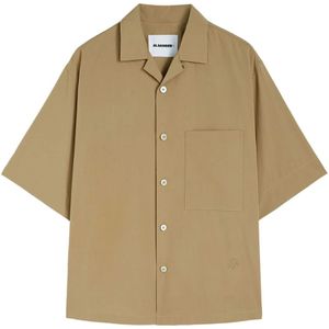 Jil Sander, Overhemden, Heren, Bruin, 2Xl, Katoen, Bruine korte mouwen katoenen overhemd