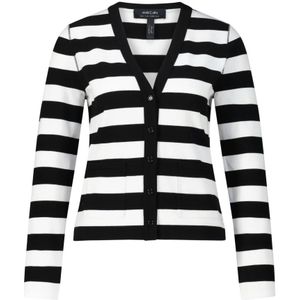 Marc Cain, Truien, Dames, Zwart, S, Gestreept vest met V-hals