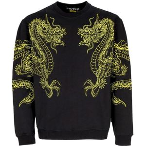 Iuter, Sweatshirts & Hoodies, Heren, Zwart, L, Katoen, Draken Geborduurde Crewneck Sweatshirt Zwart