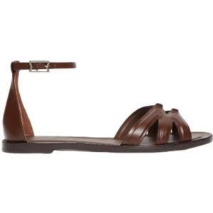 Max Mara, Schoenen, Dames, Bruin, 38 EU, Leer, Platte sandalen van natuurlijk leer