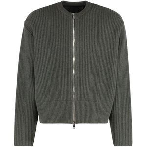 Givenchy, Truien, Heren, Groen, L, Wol, Geribbelde Gebreide Wollen Trui