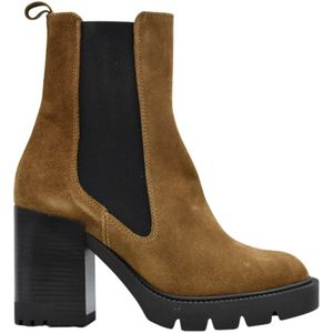Janet & Janet, Schoenen, Dames, Bruin, 40 EU, Leer, IJdelheid lederen laarzen