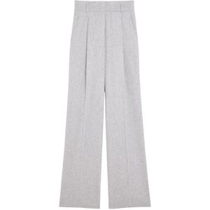 Max Mara Studio, Broeken, Dames, Grijs, S, Wol, Wollen Broek met Riem