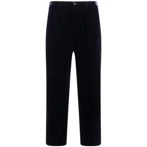 Giorgio Armani, Broeken, Heren, Blauw, L, Blauwe Fluwelen Broek Gemaakt in Italië