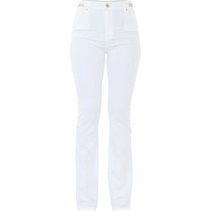 Kocca, Broeken, Dames, Wit, W32, Katoen, Metallic Detail Rechte Stretchbroek