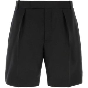 Alexander McQueen, Korte broeken, Heren, Zwart, L, Wol, Zwarte wollen Bermuda shorts