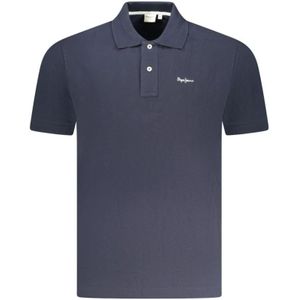 Pepe Jeans, Tops, Heren, Blauw, S, Katoen, Blauw Katoenen Heren Polo Shirt