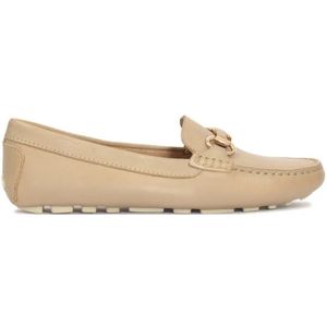 Kazar, Schoenen, Dames, Beige, 40 EU, Leer, Beige Leren Mocassins met Metalen Gesp