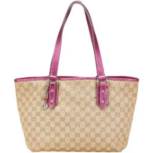 Gucci Vintage, Pre-owned, Dames, Roze, ONE Size, Pre-owned Canvas gucci-bags