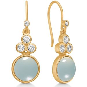 Frk. Lisberg, Accessoires, Dames, Geel, ONE Size, Chalcedon Aqua Oorbellen met Zirkonia