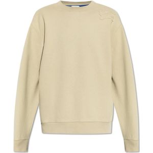 Burberry, Sweatshirts & Hoodies, Heren, Beige, S, Katoen, EKD Motif Crewneck Sweatshirt