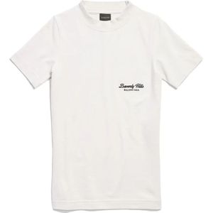 Balenciaga, Tops, Dames, Wit, M, Katoen, Beverly Hills Logo T-Shirt Vrouwen