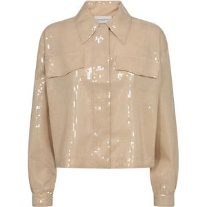 Copenhagen Muse, Jassen, Dames, Beige, M, Polyester, Sequin Trucker Jacket