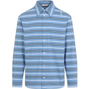 Marni, Overhemden, Heren, Blauw, M, Katoen, Blauw T-shirt voor mannen