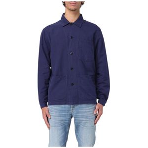 Polo Ralph Lauren, Overhemden, Heren, Blauw, L, Katoen, Klassieke Blauwe Overhemdjacket voor Mannen