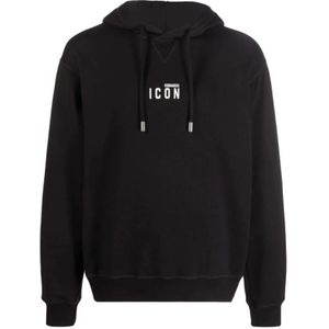 Dsquared2, Sweatshirts & Hoodies, Heren, Zwart, 2Xl, Katoen, Mini Icon Hoodie Sweatshirt