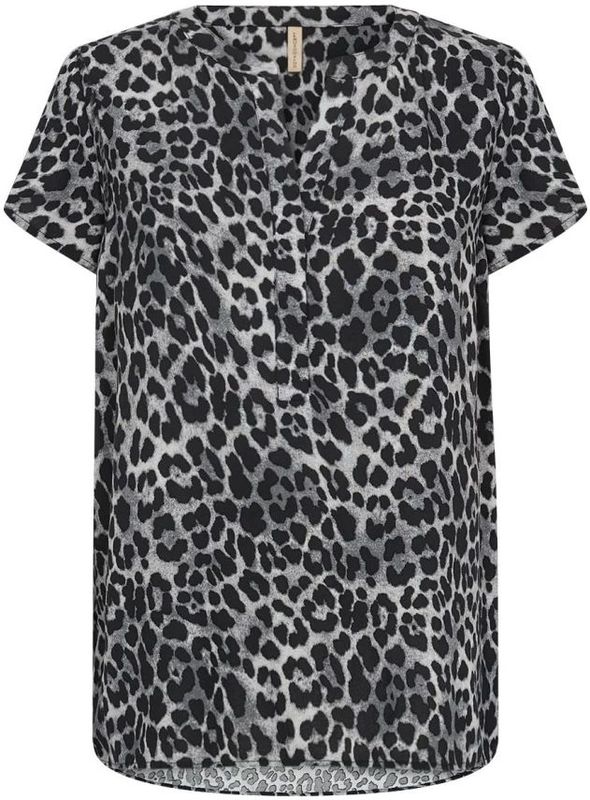 Soyaconcept, Blouses & Shirts, Dames, Zwart, S, Luipaardprint V-hals Shirt