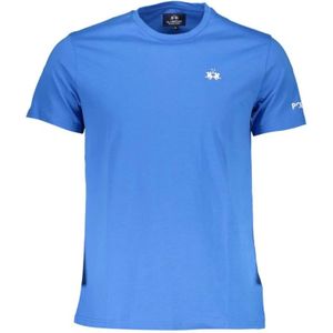 La Martina, Tops, Heren, Blauw, XL, Katoen, Blauw katoenen heren T-shirt met borduurwerk