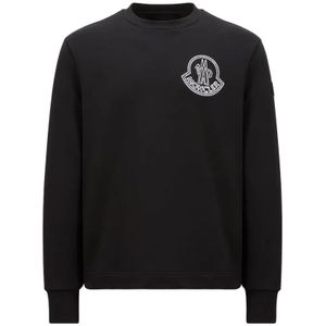 Moncler, Sweatshirts & Hoodies, Heren, Zwart, S, Katoen, Logo Sweatshirt Zwart Lange Mouw