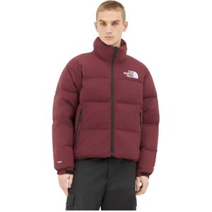 The North Face, Jassen, Heren, Rood, 2Xl, Leer, Geborduurde Nuptse donsjas