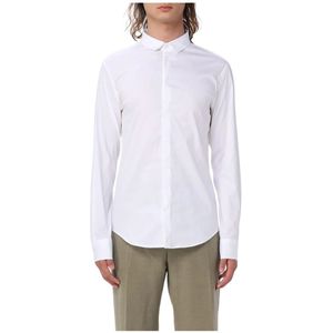 Emporio Armani, Overhemden, Heren, Wit, M, Katoen, Witte Katoenen Overhemd, Tijdloze Elegantie