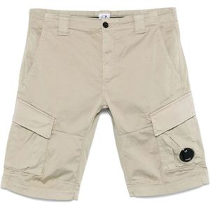 C.p. Company, Korte broeken, Heren, Beige, L, Satijn, Satijnen Stretch Cargoshorts