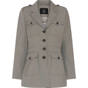 Bruuns Bazaar, Jassen, Dames, Grijs, XL, Leer, Stijlvolle Carotabbbakita Blazer met Knopen